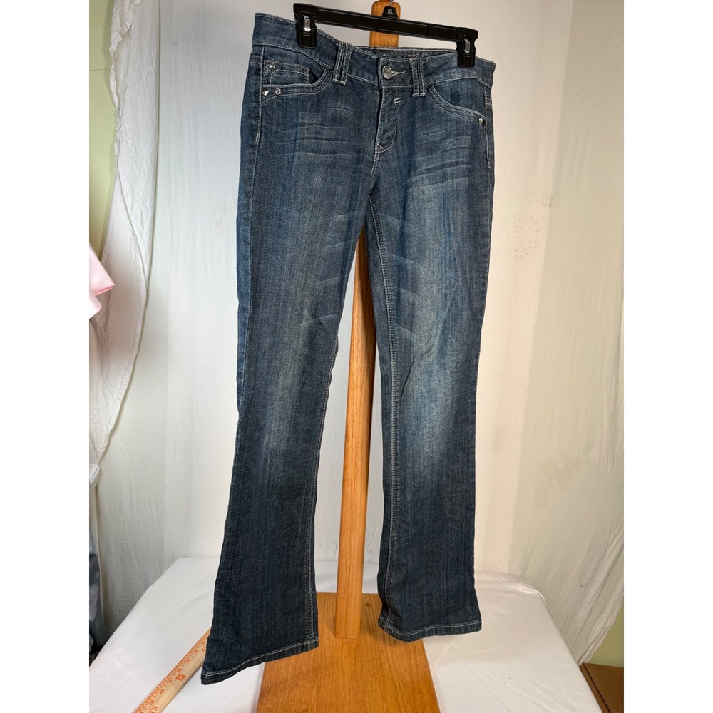 H&G Womens Bootcut Embellished Rhinestone Sequin Jeans Dark Wash Blue Size 11